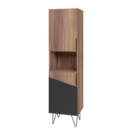 MANHATTAN COMFORT Beekman 17.51 Narrow Bookcase Cabinet with 5 Shelves in Brown and Black 404AMC240